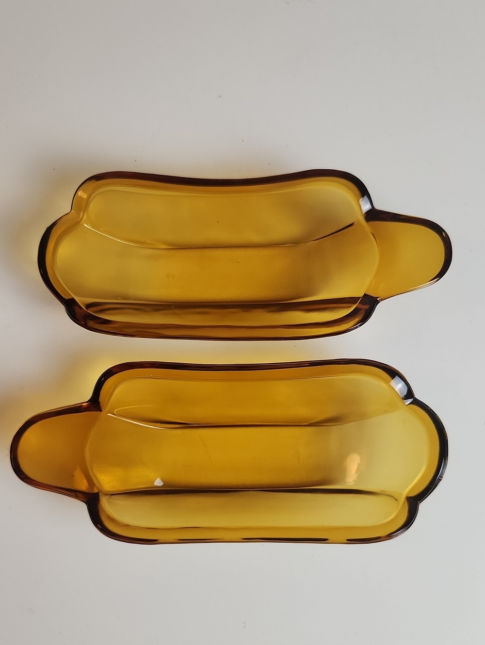 Vintage 70s Indiana Glass Amber Banana Split Bowls